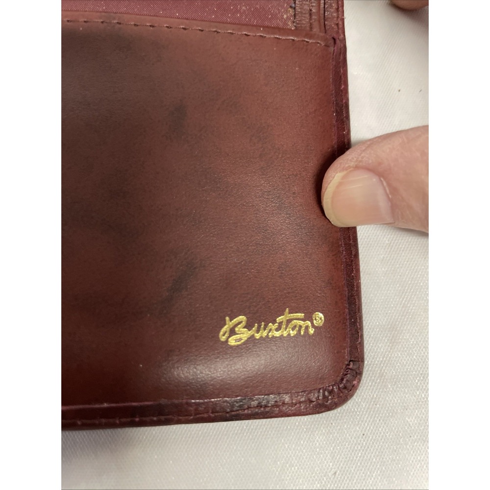 Buxton Top Grain Cowhide Wallet Women's Checkbook Snap Closure Maroon - Picture 5 of 8